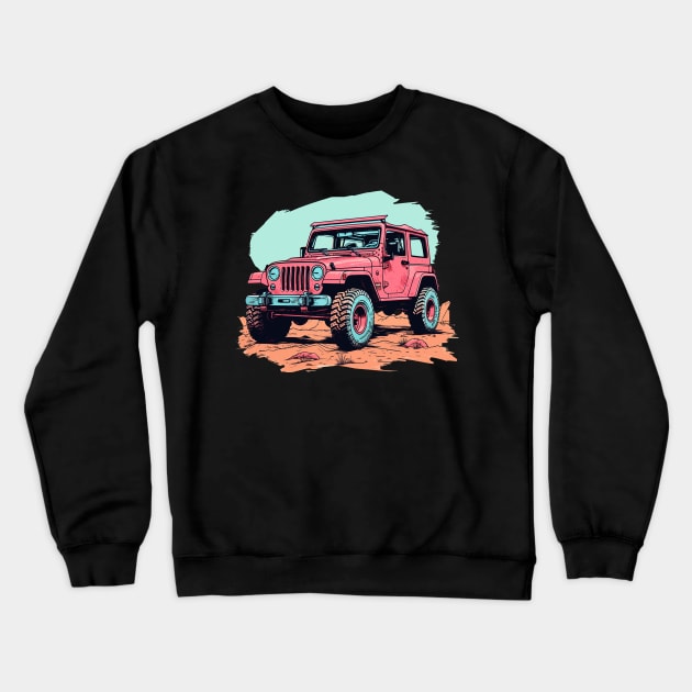 Pink Jeep Girls Crewneck Sweatshirt by vesyal